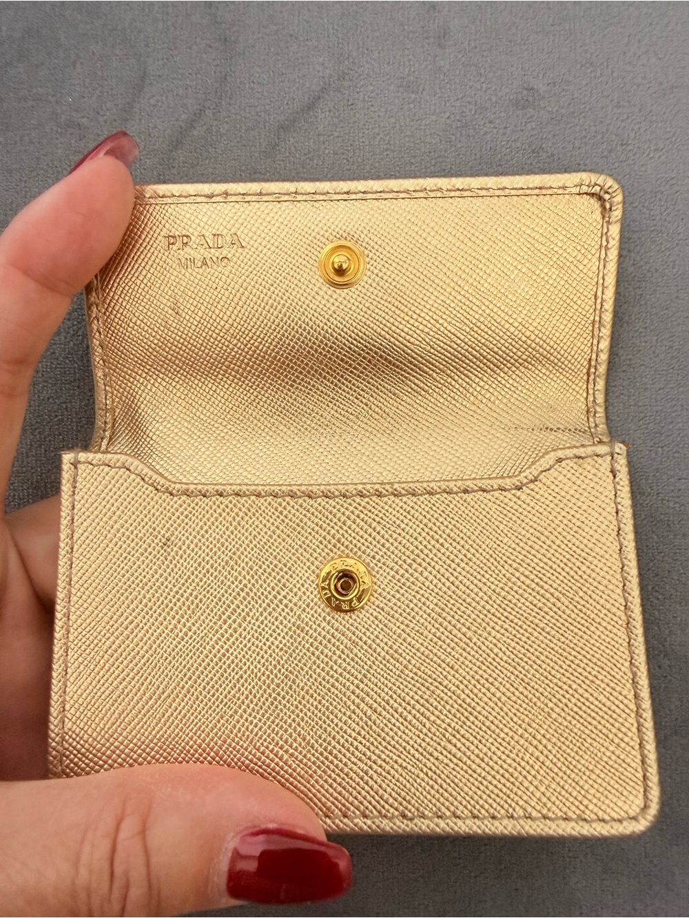 AUTHENTIC Prada Saffiano Leather Card Holder – Metallic Gold - Picture 3 of 4